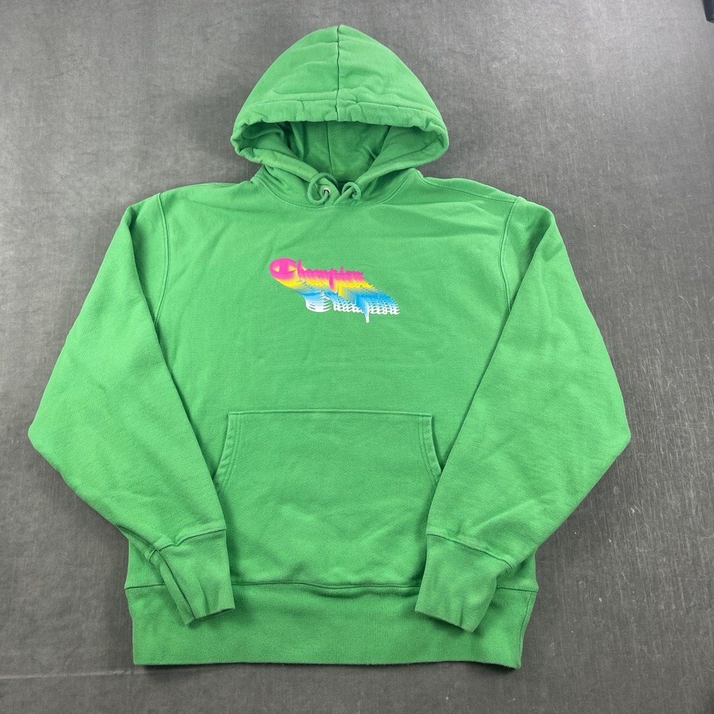 Champion Mens XL Green Hoodie Reverse Weave Graphic Pullover Sweatshirt